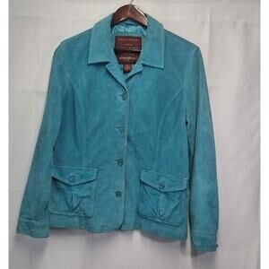 Vintage Eddie Bauer Seattle suede jacket teal turquoise size XL leather